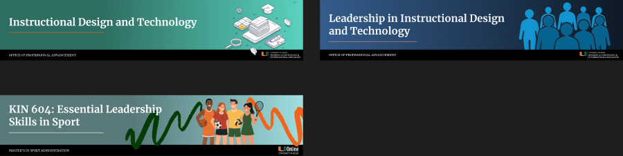 Course banners for University of Miami Division of Continuing and International Education