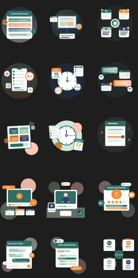 UOnline Teaching Essentials Course icon set in Figma