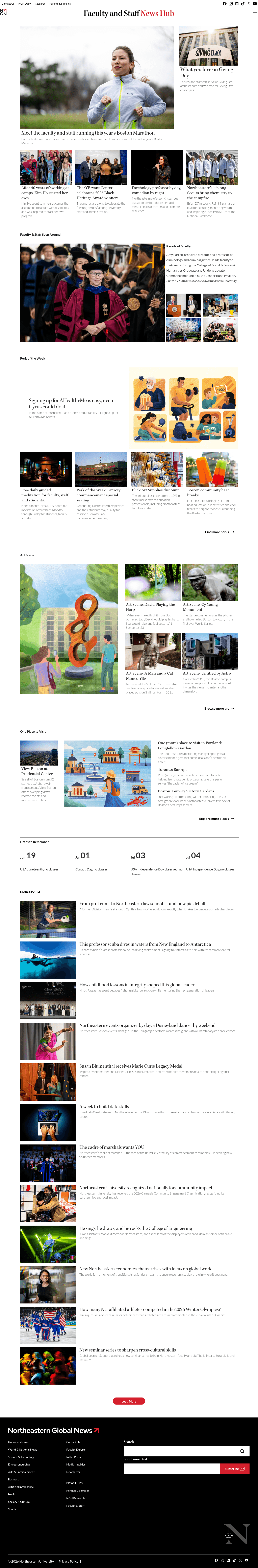 Faculty & Staff News Hub landing page screenshot